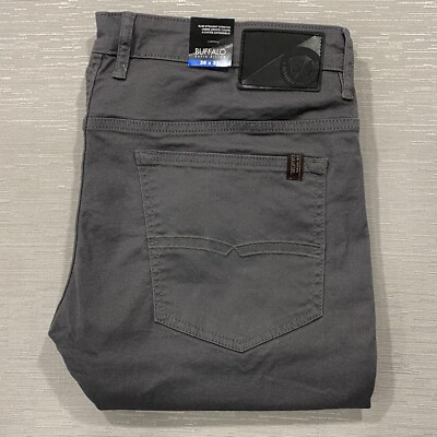 Buffalo David Bitton SAM Jeans Mens 36 x 32 Gray Denim Pants Slim Fit Straight