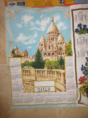 LOT 3 TORCHON vintage de cuisine calendrier Anniversaire 1971 coton Sermo EUR 19,90 - FR
