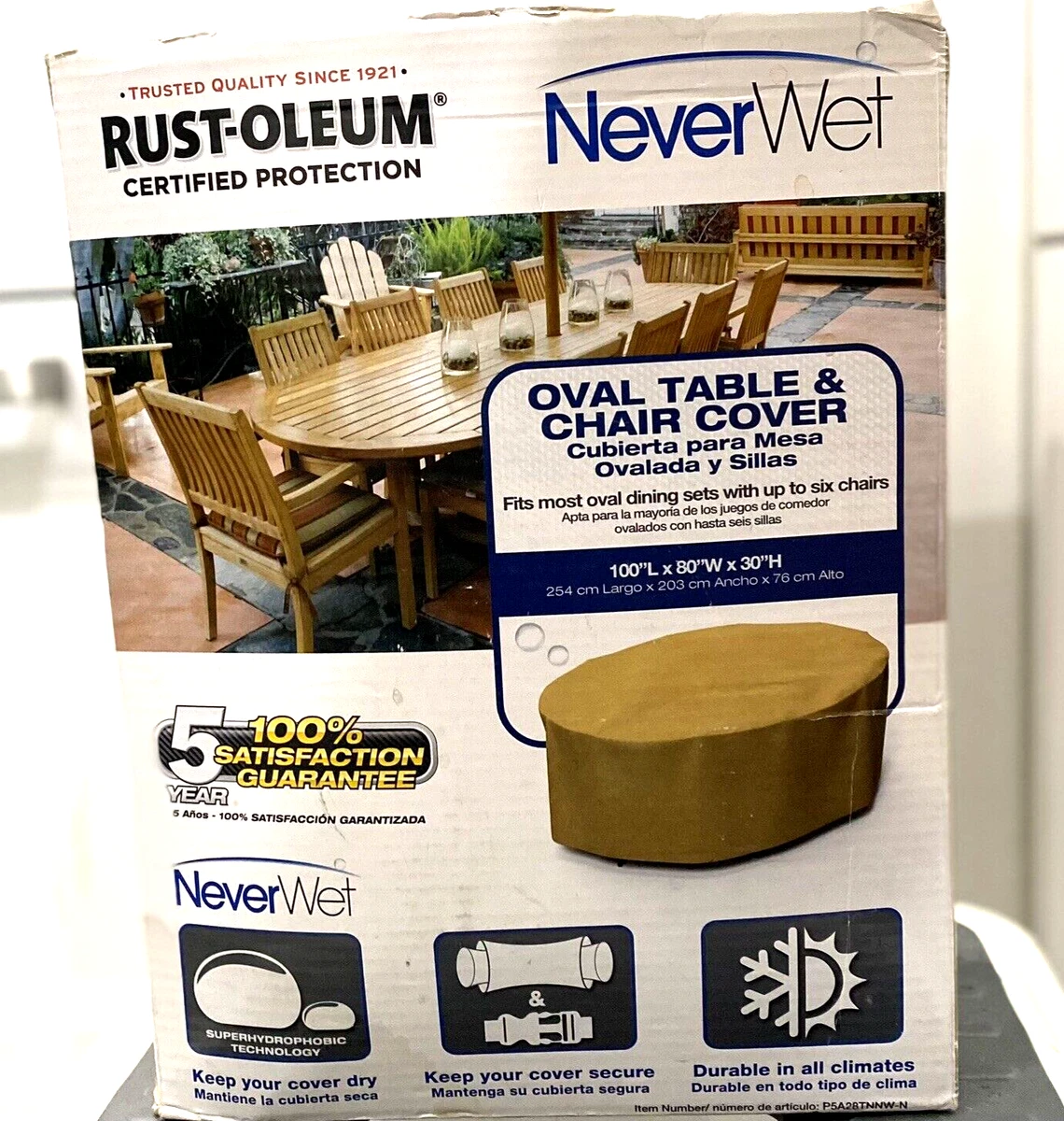 Rust Oleum Never Wet Oval Table Chair Cover Brown NIB 100