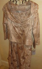 Adrianna Papell Occasions Gold/ Cream Skirt Suit 2PC, Size 12, BRAND NEW