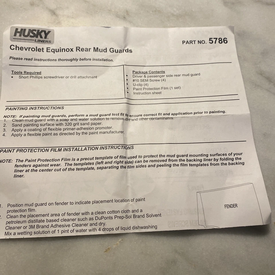HUSKY LINERS 10- Guardabarros trasero Chevrolet Equinox P/N - 57861 Foto 4 de 4