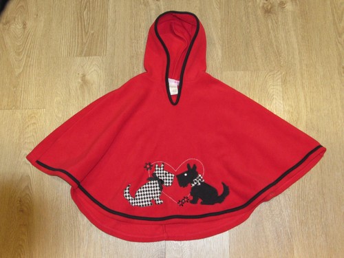 GOOD LAD Girl's Red Fleece Hooded Cape~ Scottie Dogs~ 1-Size (4-6) - Picture 8 of 9