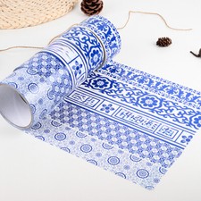 1Roll 4.8cm 15m Retro Blue and White Porcelain Adhesive Tape DIY Scrapbook Decor