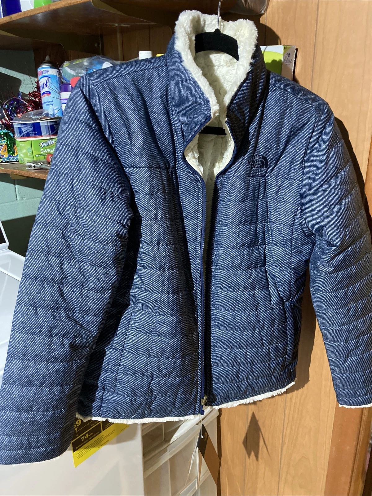 The North Face Girls Reversible Sherpa Jacket Size Youth XL (18) Denim BLUE