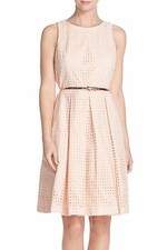 Eliza J Eyelet Cotton Fit & Flare Dress  (size 12P)