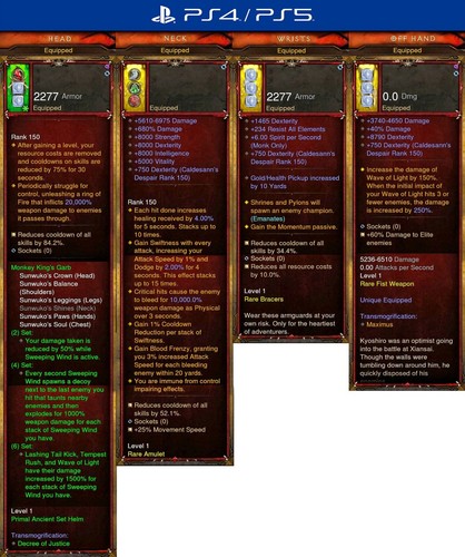 Diablo 3 PS4/PS5 Softcore | Set monaco antico moddato primal | abito da re scimmia - Foto 4 di 5