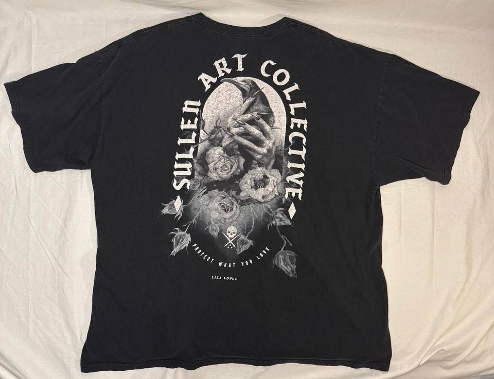 Sullen Art Collective Protect Love Black T-Shirt Men’s 3XL Lizz Lopez Tattoo - Image 2 of 4