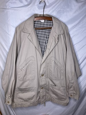 Calvin Klein Sport Chore Coat Field Jacket Khaki Pockets Button Up TLC Size L