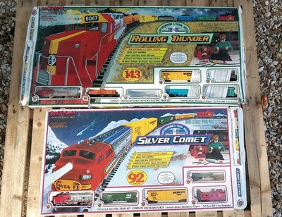 Vintage Bachmann Silver Comet + Rolling Thunder HO Scale Train Sets Box Poor 