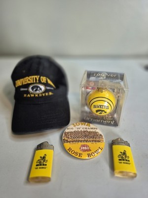 Iowa Hawkeyes Lot Hat Ornament Lighters Vintage Button NCAA