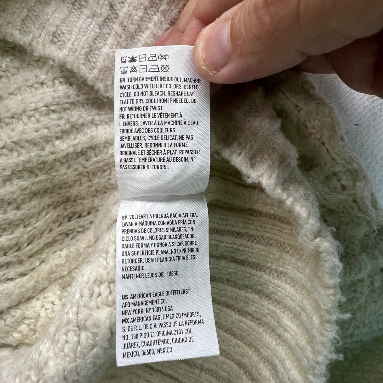 American Eagle Cream Patchwork Cable Knit Mock Ne… - image 13