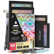 Real Brush Pens 48 Watercolor Pens Drawing Markers With Flexible Brush Tips Wate
