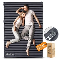 Double Sleeping Pad for Camping, 4" Extra-Thick Camping Mattress 2 Person, In...
