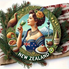 2D Flat, 1pc 2D Flat Metal Decorative Painting - New Zealand Traditional Cuisine