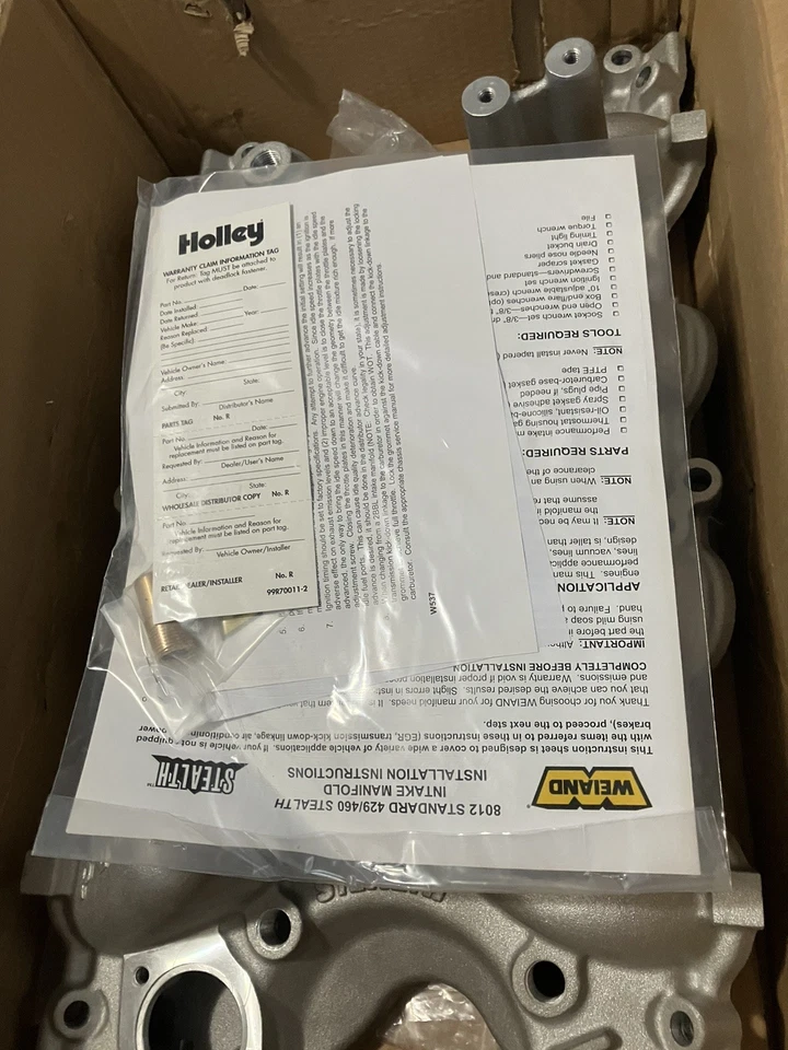 Coletor de admissão Weiand 8012 Stealth alumínio 4bbl bloco grande BBF Ford 429 460 V8 - Imagem 3 de 4