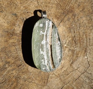 Rare Afghan Ancient Roman Glass Pendant - 1.75"x1" (2854L852) Rustic