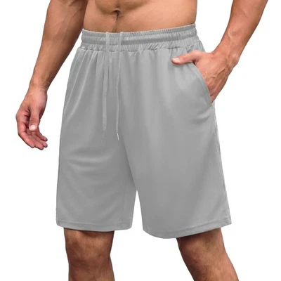 Short de sport court d'été pour homme avec poches, gris clair, L - Photo 1/4