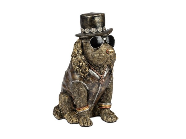 Formano Dekofigur Hund Mit Zylinder 759245 Antikfarben Polyresin 32 Cm-image