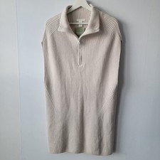 H&M women's Ribbed Knit Half Zip Sweater Dress size XS Mock Neck Sleeveless