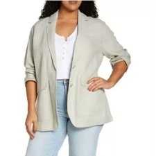 NWT Madewell Women's Breezewoven Larsen Linen Blazer in Pale Sage Gray Green XXL