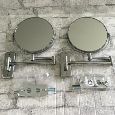 Jerdon Chrome Wall Mounted Makeup Mirror 2 Pack Extension Arm 8X 1X Swivel