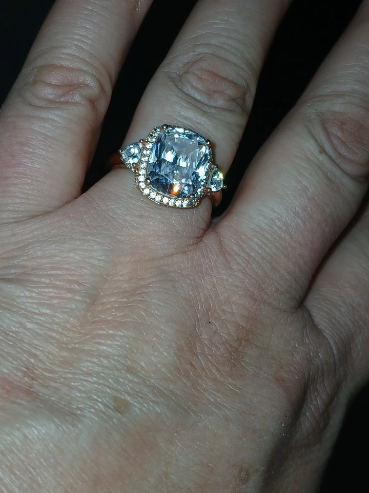 Gorgeous Cz Sterling Silver W 14kt Yellow Gold Over Ring Sz 10 - Image 2 of 4