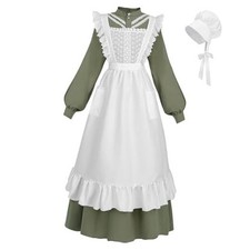 FCCAM Pioneer Colonial Costume for Women Floral Prairie XX-Large Seagrass Green