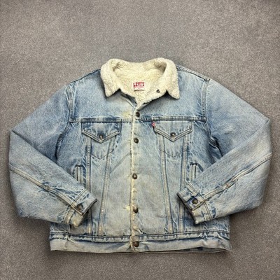 Levis Jeansjacke Erwachsene Large blau Sherpa gefüttert hergestellt in den USA Red Tab Trucker Herren*
