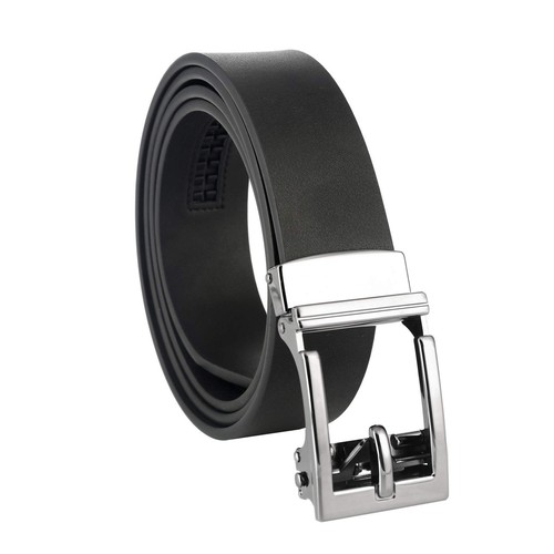 Genuine Leather Ratchet Dress Belt With Automatic Sliding Buckle - Minimalist...