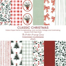Classic Christmas Pattern Paper Pad for Scrapbooking, Junk Journals, Collage, an