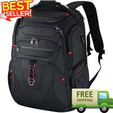 17.3" XL Laptop Backpack Water-Resistant Business Travel Bag USB RFID Black