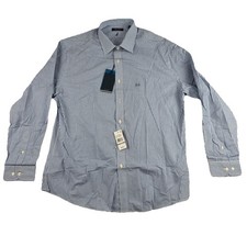 New Nautica Men Blue White Button Down Casual Plaid active fit Shirt 17.5-34/35