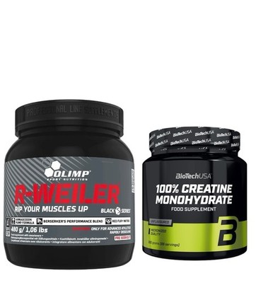 OLIMP  R-Weiler  Pre Workout Booster Pulver 480g+ Biotech USA  Creatin 300 gramm