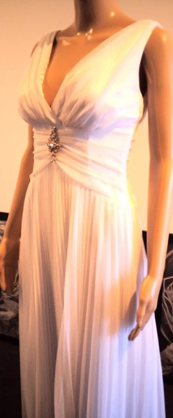 Mr K - Vintage Style White Wedding Dress 10 Grecian Chiffon Pleated Bridal Gown