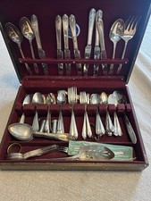 Vintage Mismatched Silverplate Flatware With Naken Chest