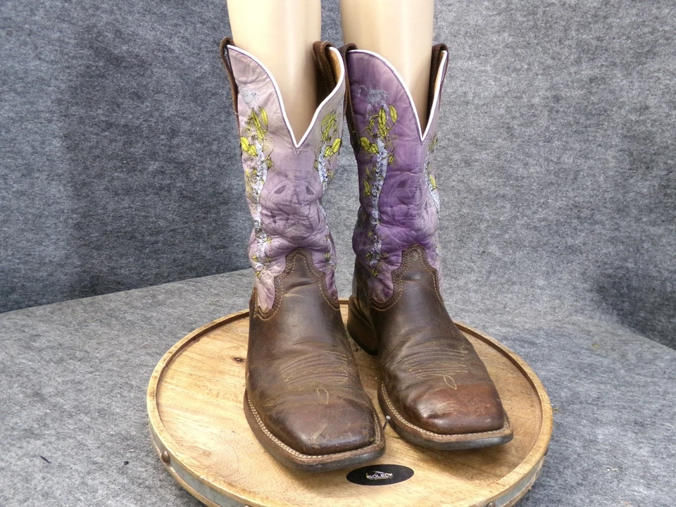 Botas Ariat masculinas Outlaw roxo ocidental floral biqueira quadrada tamanho 10 D 10009584 - Imagem 2 de 4