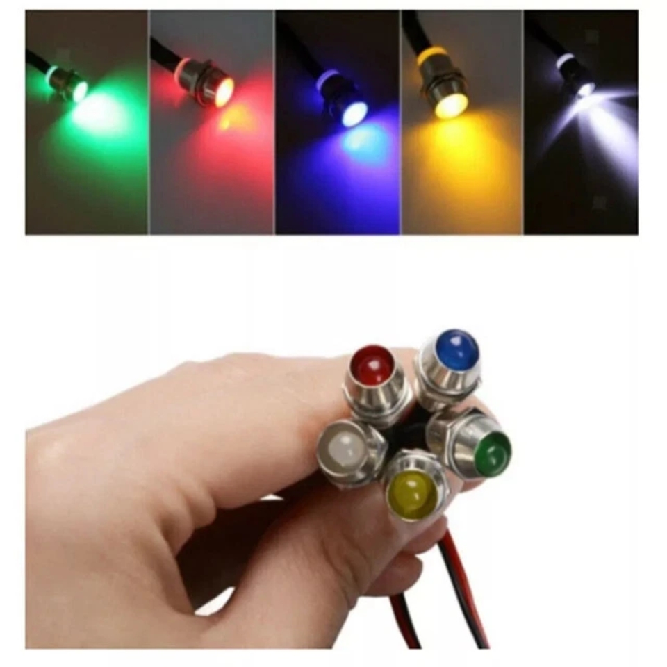 Universal 12V LED Indicator Dash Panel Warning Light – Waterproof IP67, 0.08W, 100,000 Hours