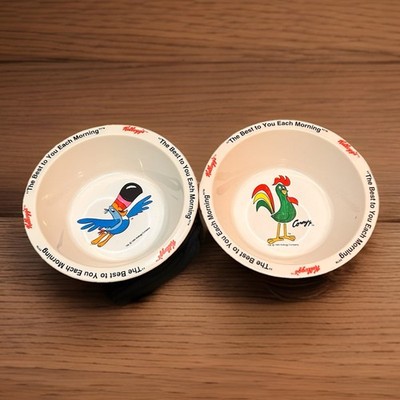 Kellogs Cereal Bowls VTG Fruit Loops Ft. Toucan Sam & Corn Flakes Ft. Corny 1995