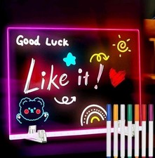 LED Note Board w/ Colors, Creative Rewritable Acrylic LED Message Board Light
