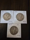Silver Walking Liberty Half Dollar Coin Lot 3 Various Dates 90% Junk Silver