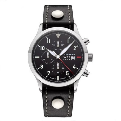 Junkers Wrist Watch Cockpit W33 9.14.03.02 Chronograph Sapphire Glass Date