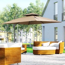 9.8' Cantilever Offset Patio Umbrella - 360 Rotation, 5-Position Tilt, Double