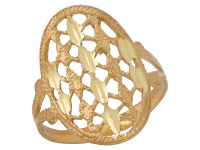 10 Karat oder 14 Karat Gelbgold Damen schöner ovaler breiter Top Design Ring Schmuck