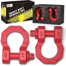 Mega D Ring Shackles 80,000 Lbs Capacity，Heavy Duty 3/4”Shackle with 7/8 Pin,Red