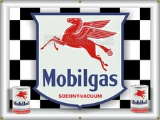 MOBIL GAS SERVICE STATION MOBILGAS SHIELD PEGASUS BANNER SIGN MURAL GARAGE ART