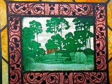 Bleiverglasung Fensterbild meisterliche Glasmalerei / Ätzung "Küstenlandschaft" 