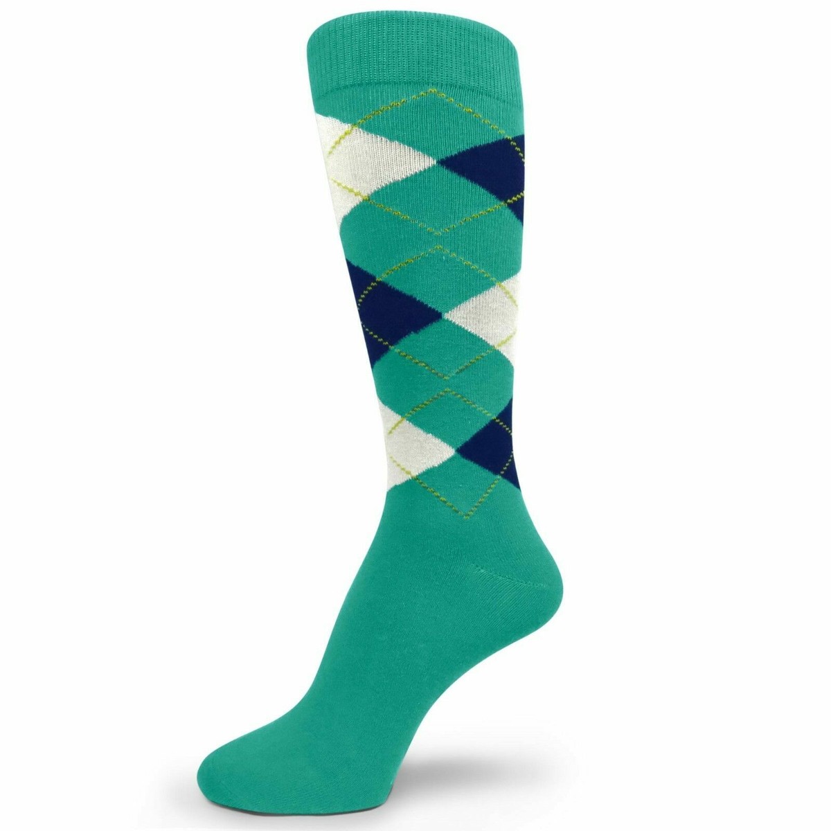 Chaussettes Habillées Homme Mariage Argyle - Vert Mer/blanc Cassé/marine - Taille 10-13 - Neuves