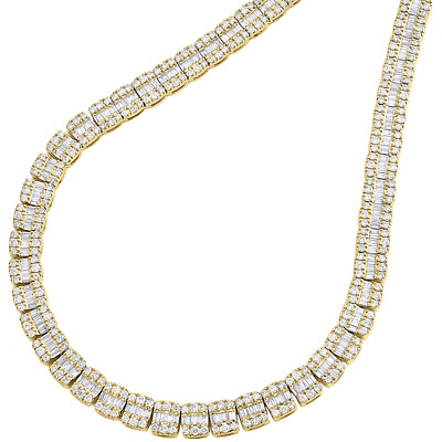 10K Yellow Gold Baguette Diamond Square Tennis 5mm Statement 22