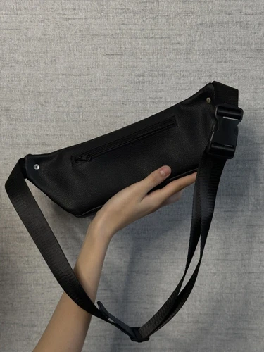 Stylish Black Faux Leather EKM Clutch Bag - Unisex Design for Men and Women