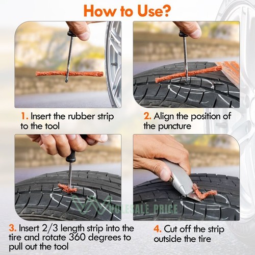 60/120x Tire Repair Plugs Car Tire Puncture Recovery Tubeless Seal Plug Strip - Picture 12 of 20